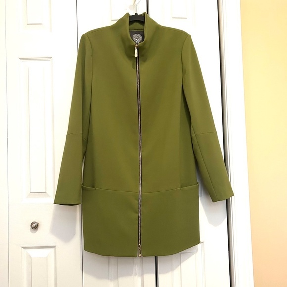 Vince Camuto Zip Front Funnel Neck 3/4 Length Jacket in Pistachio Green Size L - Picture 17 of 17